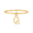 14kt Yellow Gold &quot;Q&quot; Initial Charm Ring
