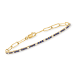 1.10 ct. t.w. Sapphire and .30 ct. t.w. Diamond Paper Clip Link Bracelet in 14kt Yellow Gold