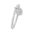 Sterling Silver Heart Charm Ring with Diamond Accents