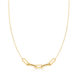 Italian 14kt Yellow Gold Paper Clip Link Center Necklace