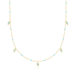 Italian Turquoise Enamel Geometric Station Necklace in 14kt Yellow Gold