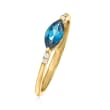.60 Carat London Blue Topaz Ring with Diamond Accents in 14kt Yellow Gold