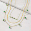 .10 ct. t.w. Emerald Necklace with Diamond Accents in 14kt Yellow Gold