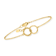 14kt Yellow Gold Twisted Double-Circle Link Bracelet