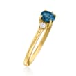 .60 Carat London Blue Topaz and .10 ct. t.w. Diamond Ring in 14kt Yellow Gold