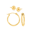 14kt Yellow Gold Jewelry Set: Stud and Hoop Earrings