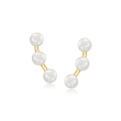 3mm Cultured Pearl Curved Trio Stud Earrings in 14kt Yellow Gold