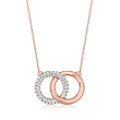 .25 ct. t.w. Pave Diamond Interlocking Circle Necklace in 14kt Rose Gold