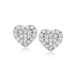 .20 ct. t.w. Pave Diamond Heart Stud Earrings in Sterling Silver