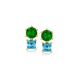 .40 ct. t.w. Chrome Diopside and .20 ct. t.w. London Blue Topaz Earrings in 14kt Yellow Gold