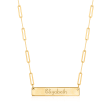 Italian 14kt Yellow Gold Personalized Paper Clip Link Bar Necklace