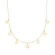 Italian 14kt Yellow Gold Multi-Star Charm Necklace