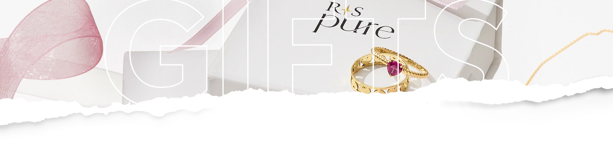 Gifts. Image Featuring RSPure Jewelry on a festive white background