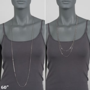 Two examples of how to wear a 60-inch necklace.