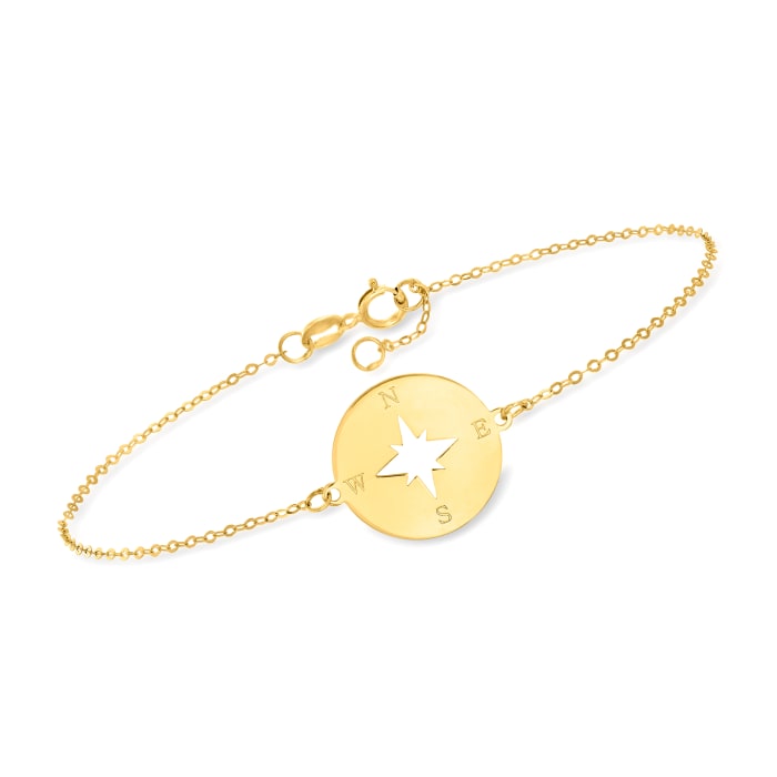 Italian 14kt Yellow Gold North Star Cut-Out Disc Bracelet