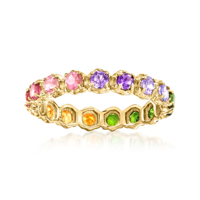 .77 ct. t.w. Multi-Gemstone Eternity Band in 14kt Yellow Gold