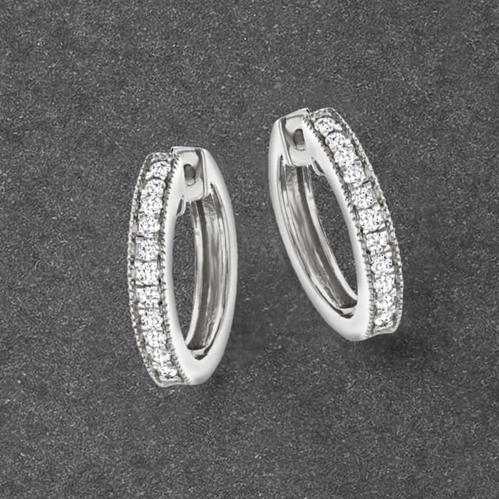 .25 ct. t.w. Diamond Milgrain Hoop Earrings in Sterling Silver