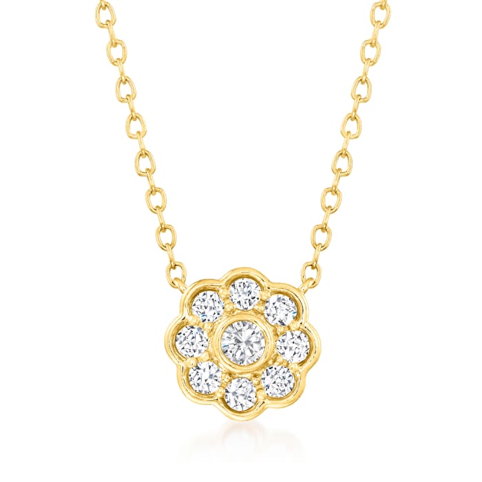 .25 ct. t.w. Diamond Floral Necklace in 14kt Yellow Gold
