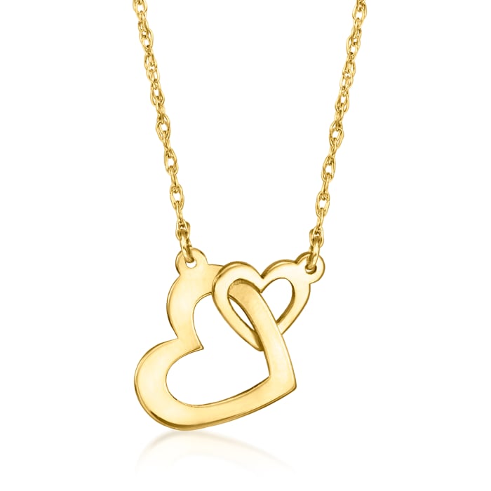 14kt Yellow Gold Interlocking Heart Necklace