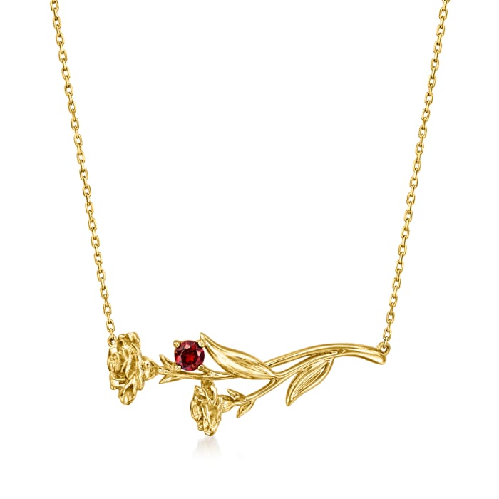 .10 Carat Garnet Carnation Flower Necklace in 14kt Yellow Gold