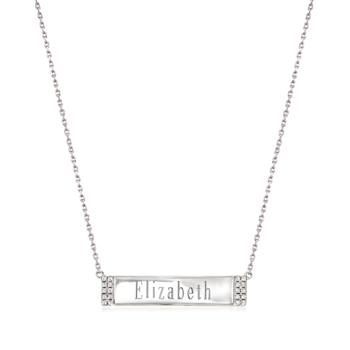 .10 ct. t.w. Diamond Personalized Bar Necklace in Sterling Silver