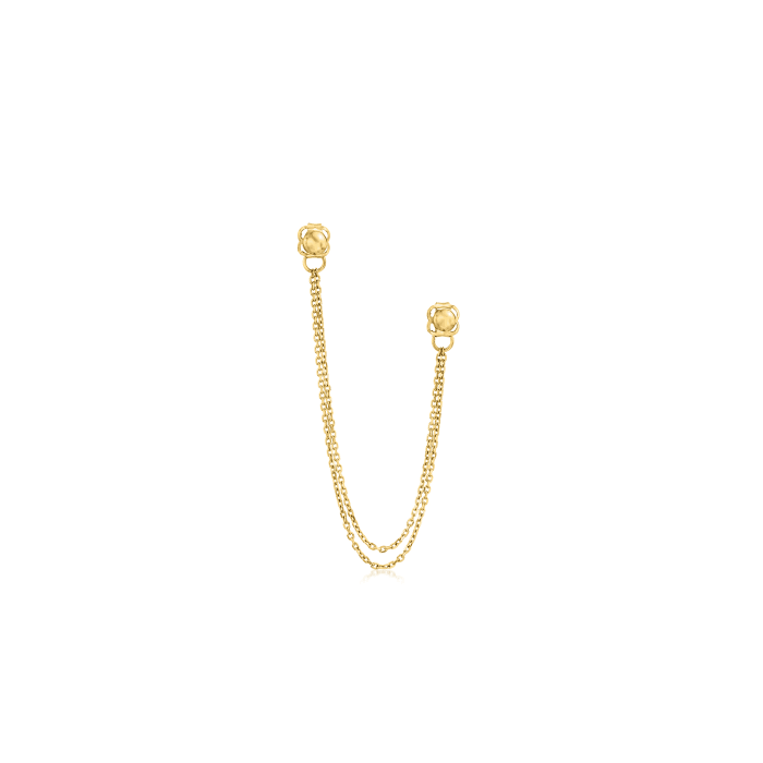 14kt Yellow Gold Double-Piercing Chain Single Earring
