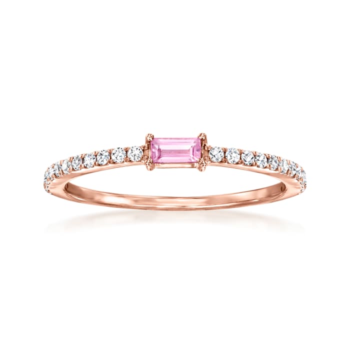 .10 Carat Pink Sapphire and .20 ct. t.w. Diamond Ring in 14kt Rose Gold