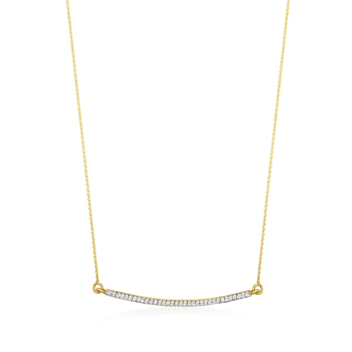 .10 ct. t.w. Diamond Curved Bar Necklace in 14kt Yellow Gold