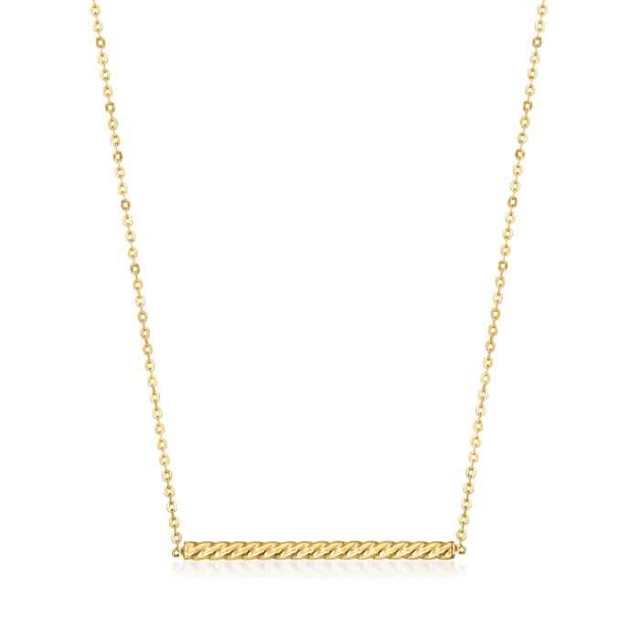 Italian 14kt Yellow Gold Twisted Bar Necklace