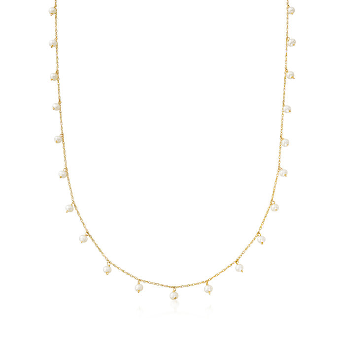 2.5-3mm Cultured Pearl Necklace in 14kt Yellow Gold