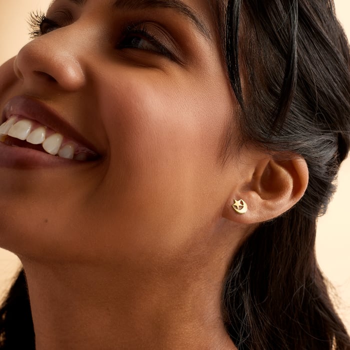 14kt Yellow Gold Star and Moon Earrings