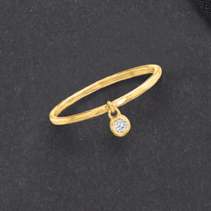 14kt Yellow Gold Bezel-Set Diamond Accent Charm Ring
