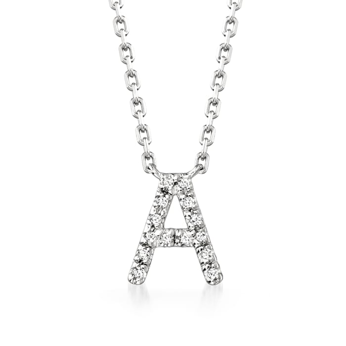 Diamond-Accented Initial Necklace in Sterling Silver 16-inch  (A)