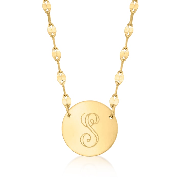 Italian 14kt Yellow Gold Personalized Mirror-Link Necklace