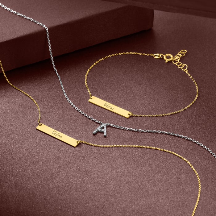 14kt Yellow Gold Personalized Petite Bar Necklace