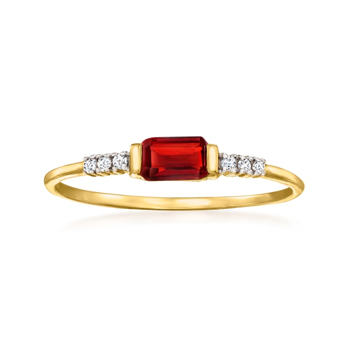 .30 Carat Garnet Ring with Diamond Accents in 14kt Yellow Gold