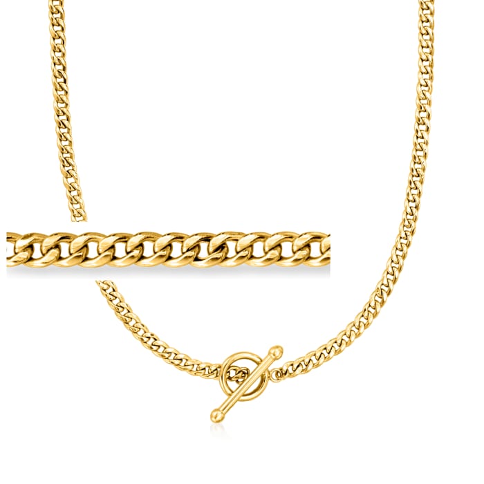 14kt Yellow Gold Curb-Link Toggle Necklace