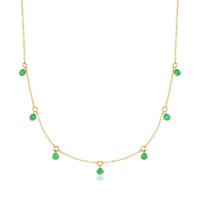 1.40 ct. t.w. Bezel-Set Emerald Station Necklace in 14kt Yellow Gold
