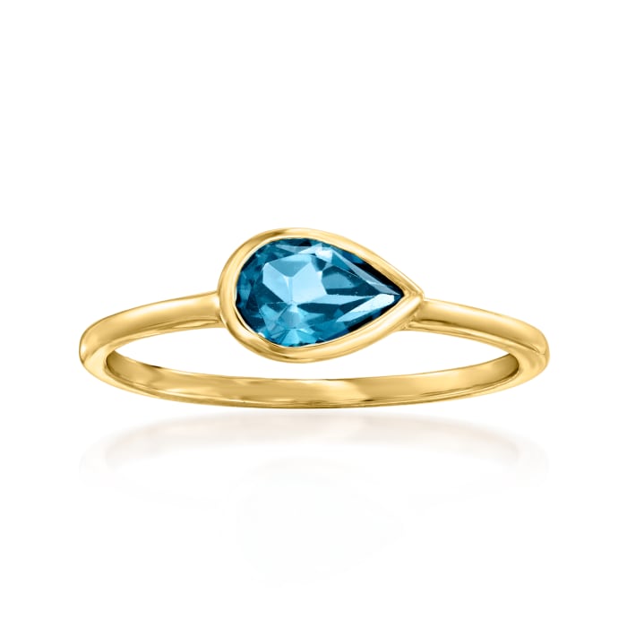 .70 Carat London Blue Topaz Ring in 14kt Yellow Gold