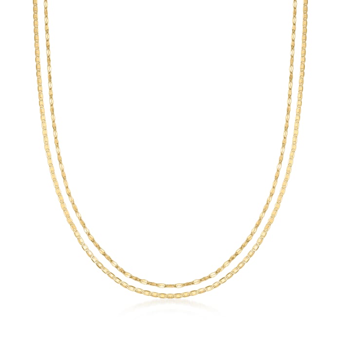14kt Yellow Gold Mirror-Link and Lumachina-Chain Necklace