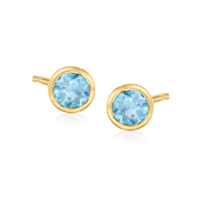 .30 ct. t.w. Swiss Blue Topaz Stud Earrings in 14kt Yellow Gold