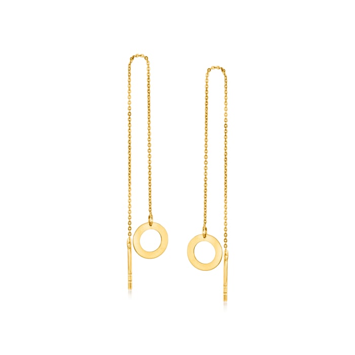 14kt Yellow Gold Circle Threader Earrings