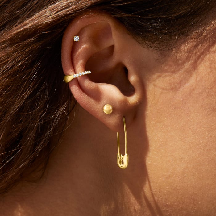Italian 14kt Yellow Gold Safety Pin Earrings