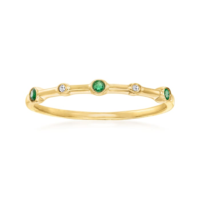 Emerald- and Diamond-Accented Ring 14kt Yellow Gold