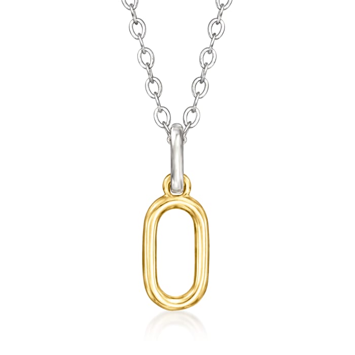 Sterling Silver and 14kt Yellow Gold Oval Pendant Necklace