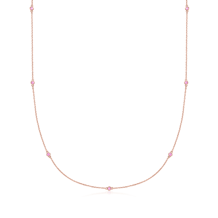 .20 ct. t.w. Pink Sapphire Station Necklace in 14kt Rose Gold