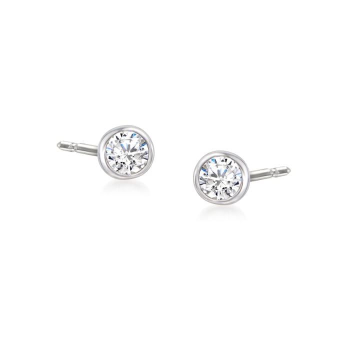 .10 ct. t.w. Bezel-Set Diamond Stud Earrings in Sterling Silver