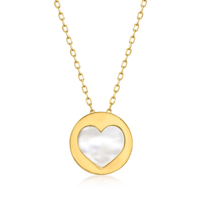 Italian Mother-of-Pearl Heart Necklace in 14kt Yellow Gold