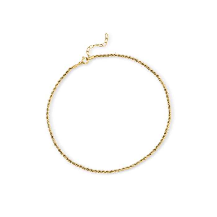 Italian 1.6mm 14kt Yellow Gold Rope-Chain Anklet