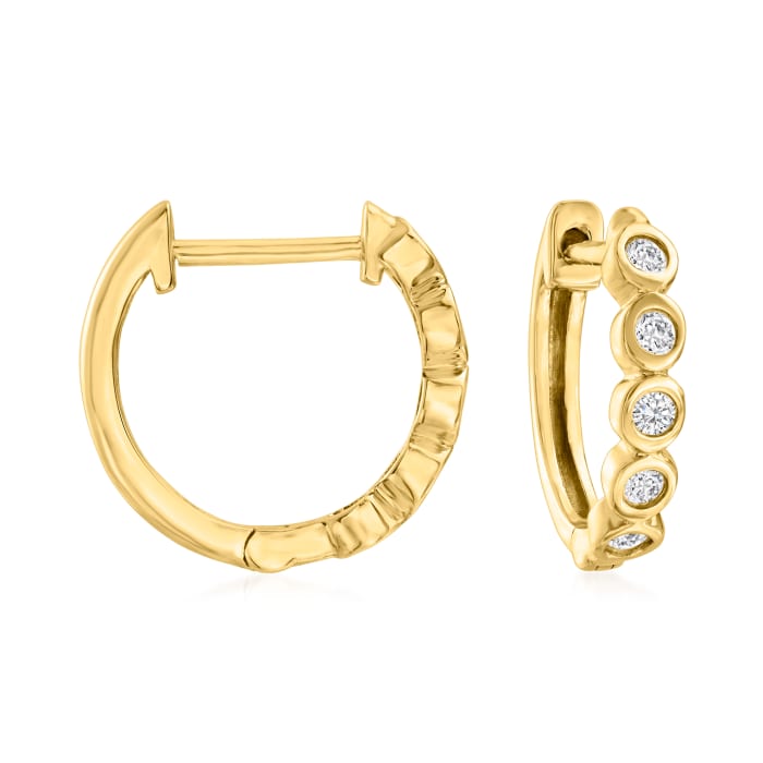 .15 ct. t.w. Bezel-Set Diamond Huggie Hoop Earrings in 14kt Yellow Gold
